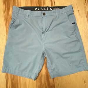 Vissla‎ Hybrid Shorts Men's Blue 34 Stretch Recycled Boardwalk Surf Chino